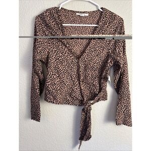 O'Neill Mirelle Spotted Cropped Wrap Top  Size Medium